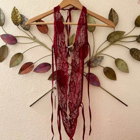 Halter Lingerie Teddy One-Piece Bodysuit Lace Babydoll NWT - Picture 2 of 5